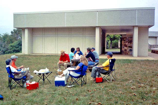 people in lawn chairs